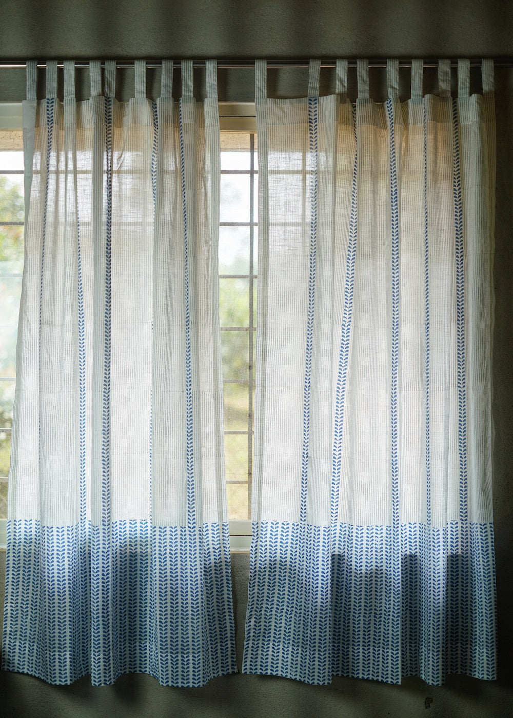 Prakruti Blue Block printed Window Curtain