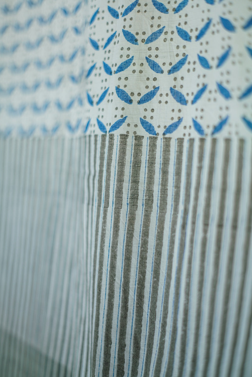 Prakruti Blue Blockprinted Floral Window Curtain