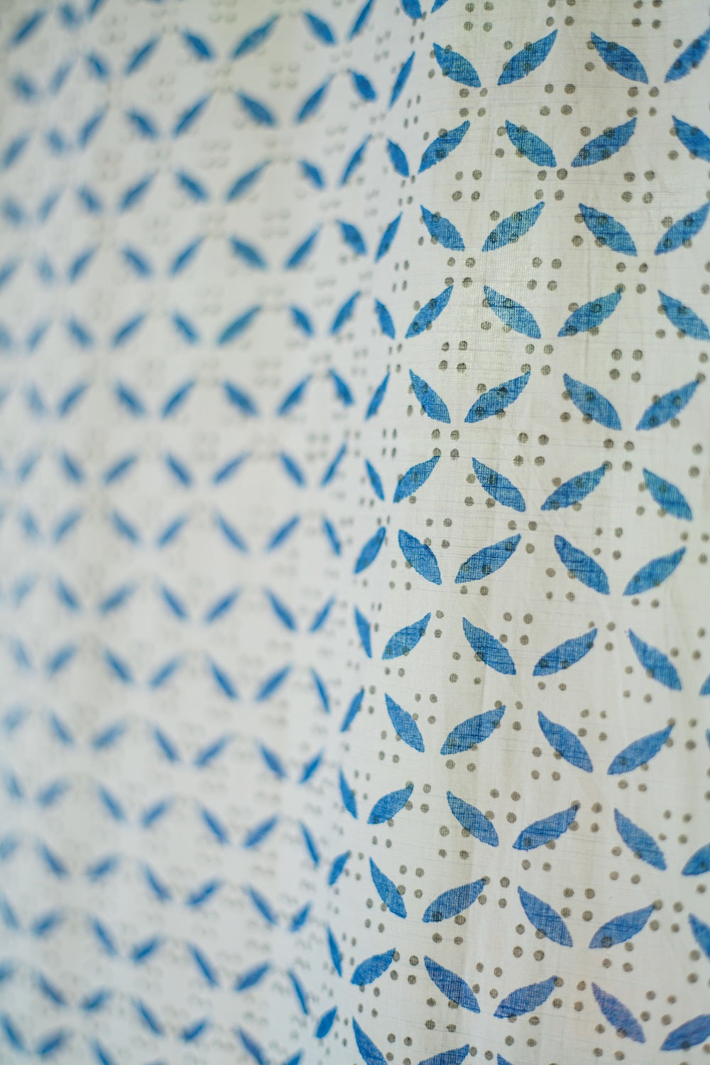 Prakruti Blue Blockprinted Floral Window Curtain