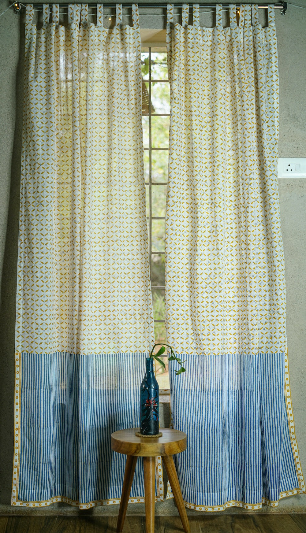 Prakruti Mustard Blockprinted Door Curtain