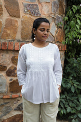 Ishanvi Chikankari Embroidered Gathered Top