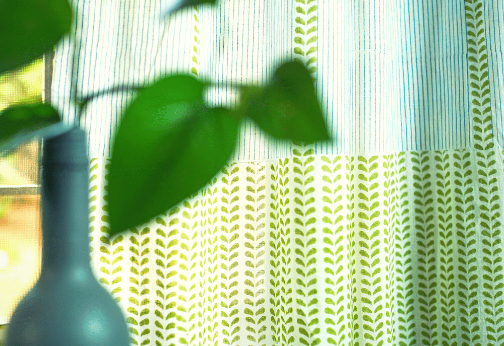 Prakruti Green Blockprinted Door Curtain