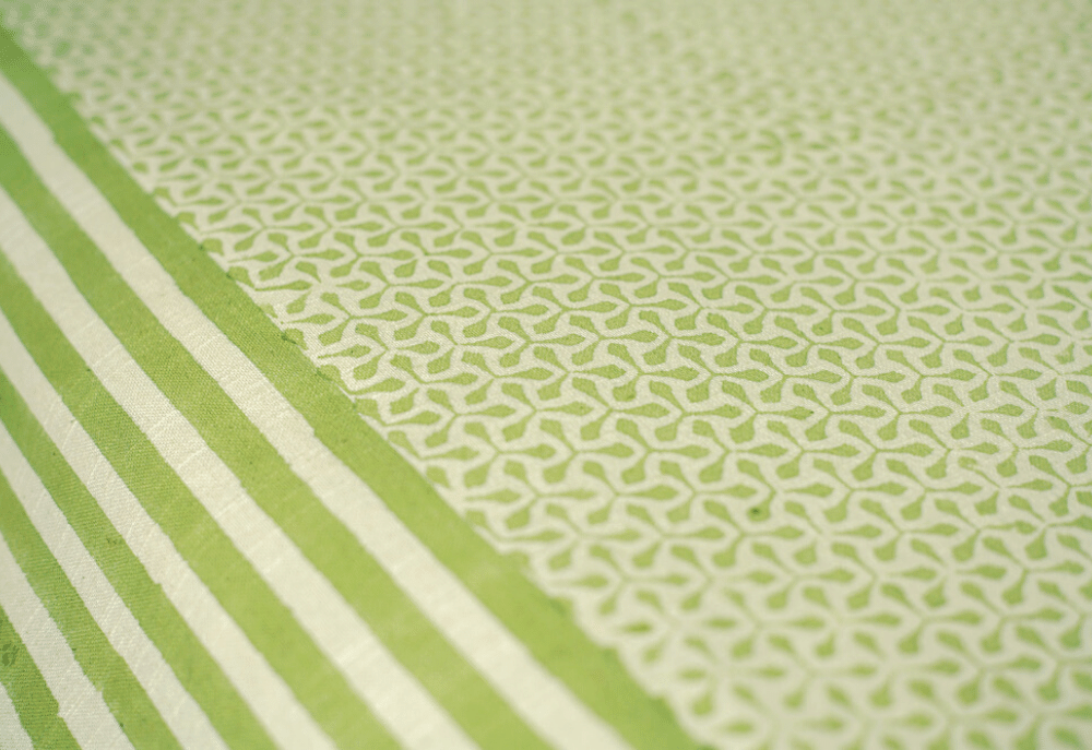 Green Block Printed Bed Cover