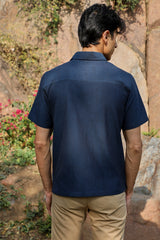 Ronin Handwoven Dark Blue Half Sleeve Shirt