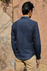 Ronin Handwoven Dark Blue Long Sleeve Shirt