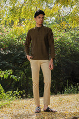 Ronin Handwoven Dark Olive Short Kurta