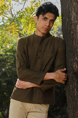 Ronin Handwoven Dark Olive Short Kurta