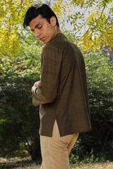 Ronin Handwoven Dark Olive Short Kurta