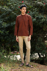 Ronin Handwoven Dark Maroon Short Kurta