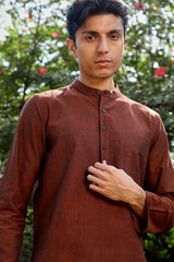 Ronin Handwoven Dark Maroon Short Kurta