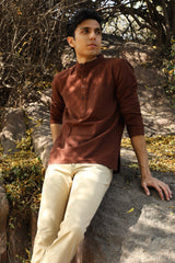 Ronin Handwoven Dark Maroon Short Kurta