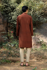 Ronin Handwoven Dark Maroon Long Kurta