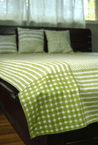 Green Block Printed Bed Cover
