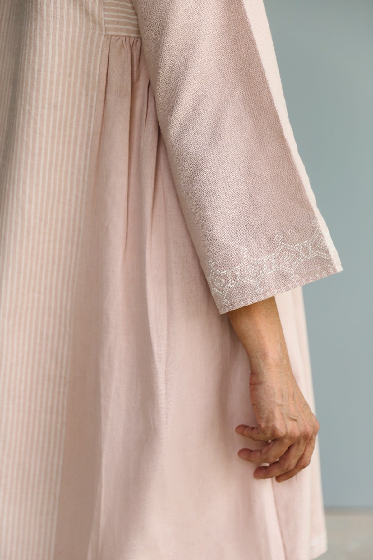 Nilofer Pink Handwoven Short Dress