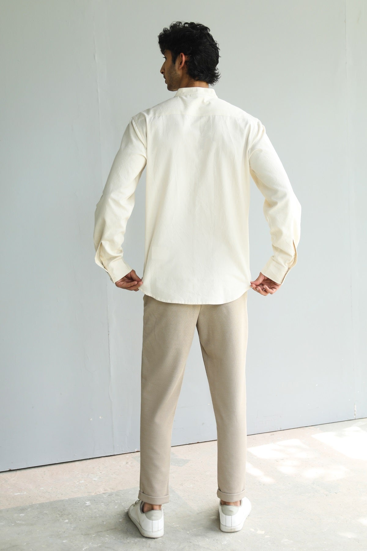 Ayaan Off-White Handwoven Formal Shirt
