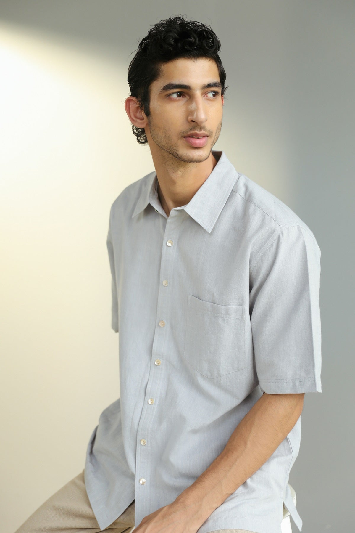 Ayaan Handwoven Grey Casual Shirt