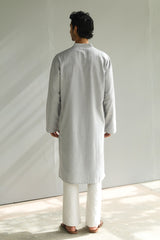 Ayaan Grey Handwoven Long Kurta