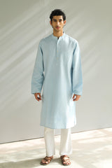 Ayaan Blue Handwoven Long Kurta