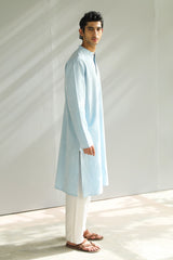 Ayaan Blue Handwoven Long Kurta