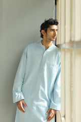 Ayaan Blue Handwoven Long Kurta