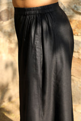 Zahrun Black Pants with Embroidered Hemline