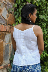 Ishanvi Chikankari Embroidered Strappy Top With Pintucks