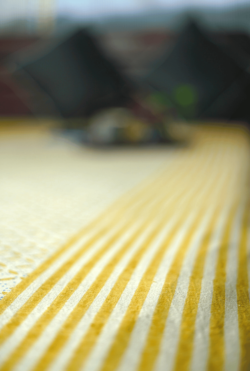 Prakruti Yellow Blockprinted Single Bed Cover
