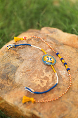 Embroidered Round Rakhi and Beaded Dori Loomba