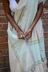 Yuni Pastel Green Handwoven Saree