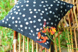 Black Kashmiri Hand Embroidered Polka Dotted Cushion Cover