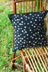 Black Kashmiri Hand Embroidered Polka Dotted Cushion Cover