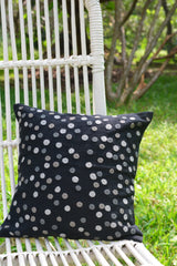 Black Kashmiri Hand Embroidered Polka Dotted Cushion Cover