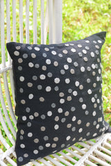 Black Kashmiri Hand Embroidered Polka Dotted Cushion Cover