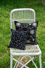 Black Kashmiri Hand Embroidered Polka Dotted Cushion Cover