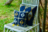 Suti Extra Weft Woven 12X12 Cushion Cover in Navy