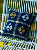 Suti Extra Weft Woven 12X12 Cushion Cover in Navy