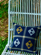 Suti Extra Weft Woven 12X12 Cushion Cover in Navy