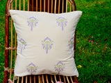 Bageecha Lavender & Green Chikankari Butta Cushion Cover