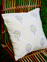 Bageecha Lavender & Green Chikankari Butta Cushion Cover