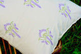 Bageecha Lavender & Green Chikankari Butta Cushion Cover