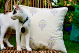 Bageecha Lavender & Green Chikankari Butta Cushion Cover