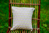 Bageecha Pink & Lemon Chikankari Ogee Cushion Cover (Small)