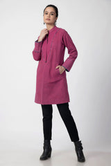 Pink Kantha Long Jacket