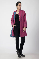 Pink Kantha Long Jacket