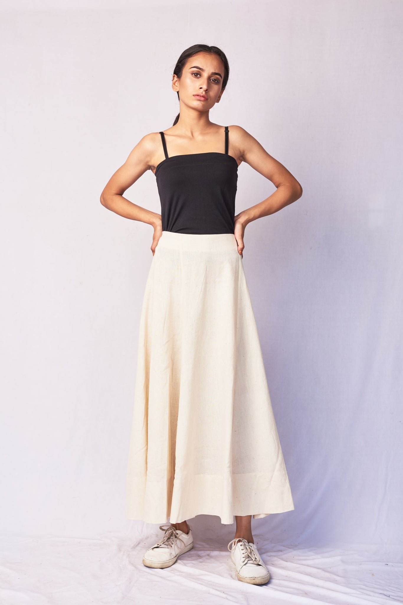 Ivory Hand Woven Cotton Skirt