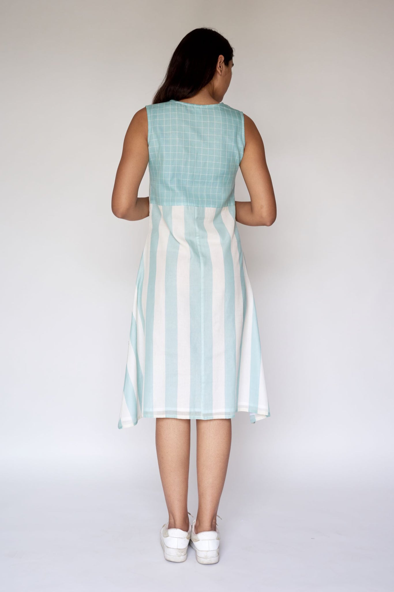 Nongin Blue Stripe Extra Weft Woven Dress