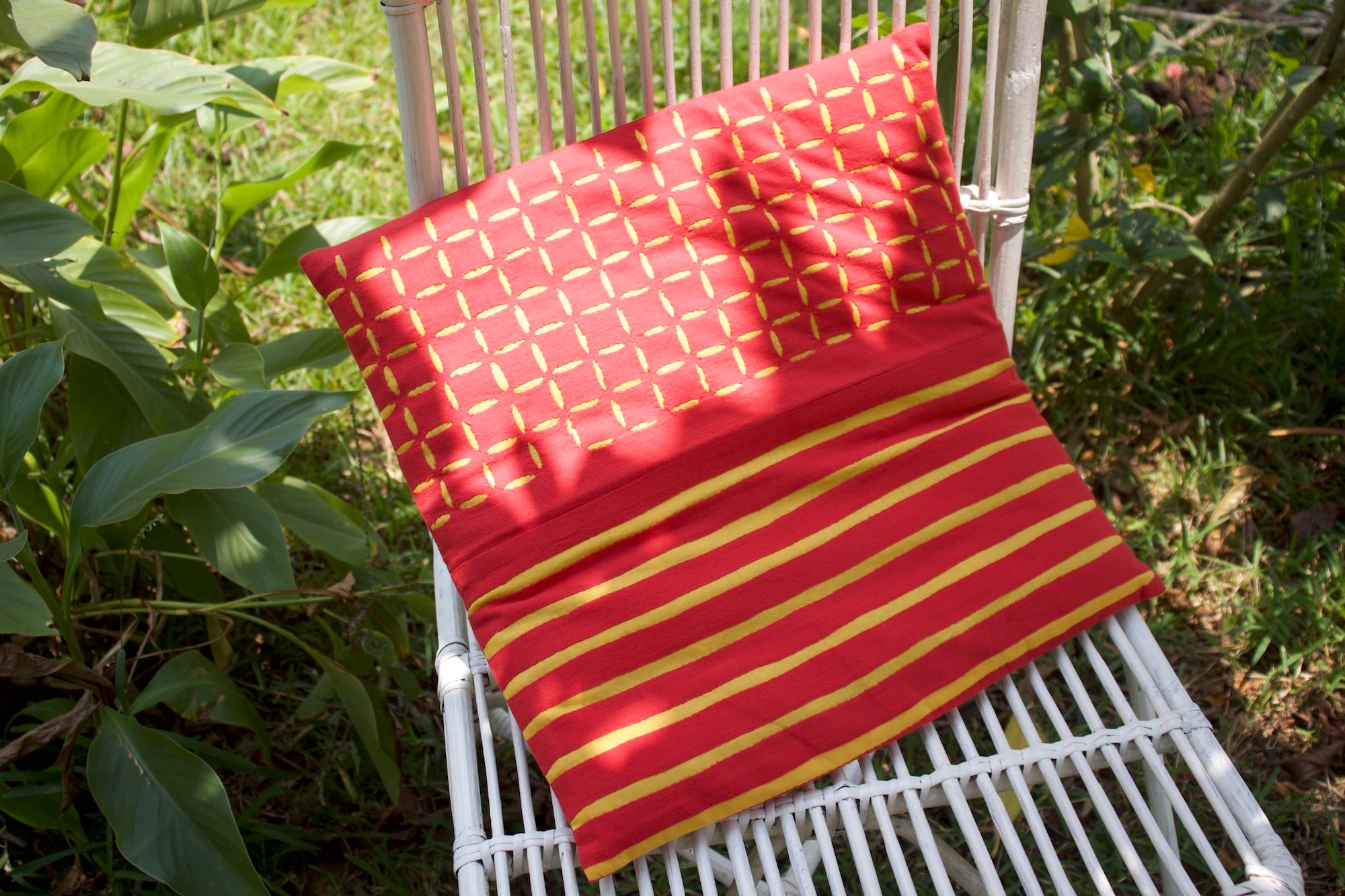 Red & Yellow Applique Cushion Cover