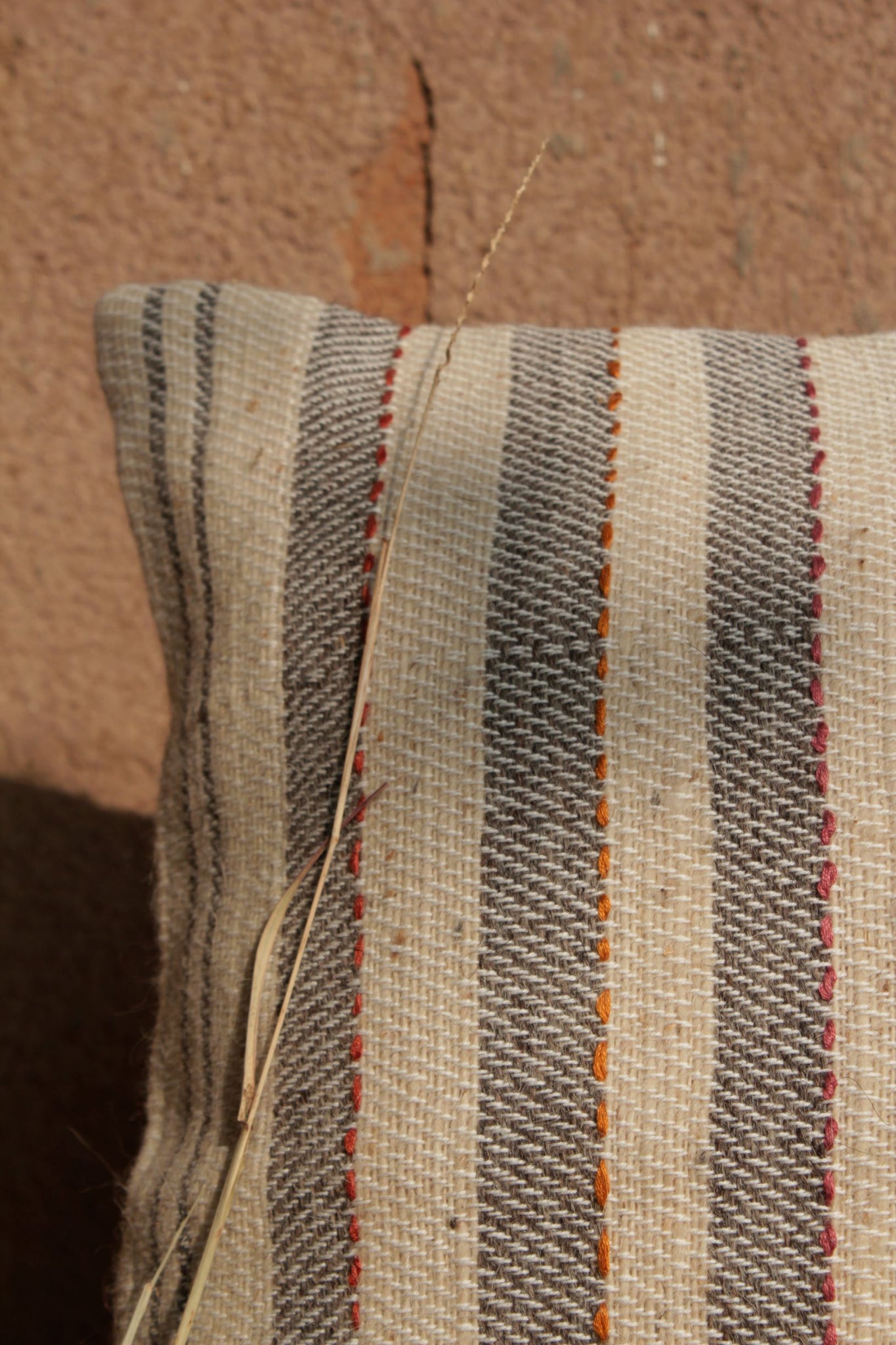 Chokhla Wool Cushion Cover with extra weft thick stripes