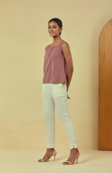 Maya Maroon A-line Handwoven Striped Top