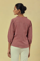 Maya Maroon Handwoven Striped Top